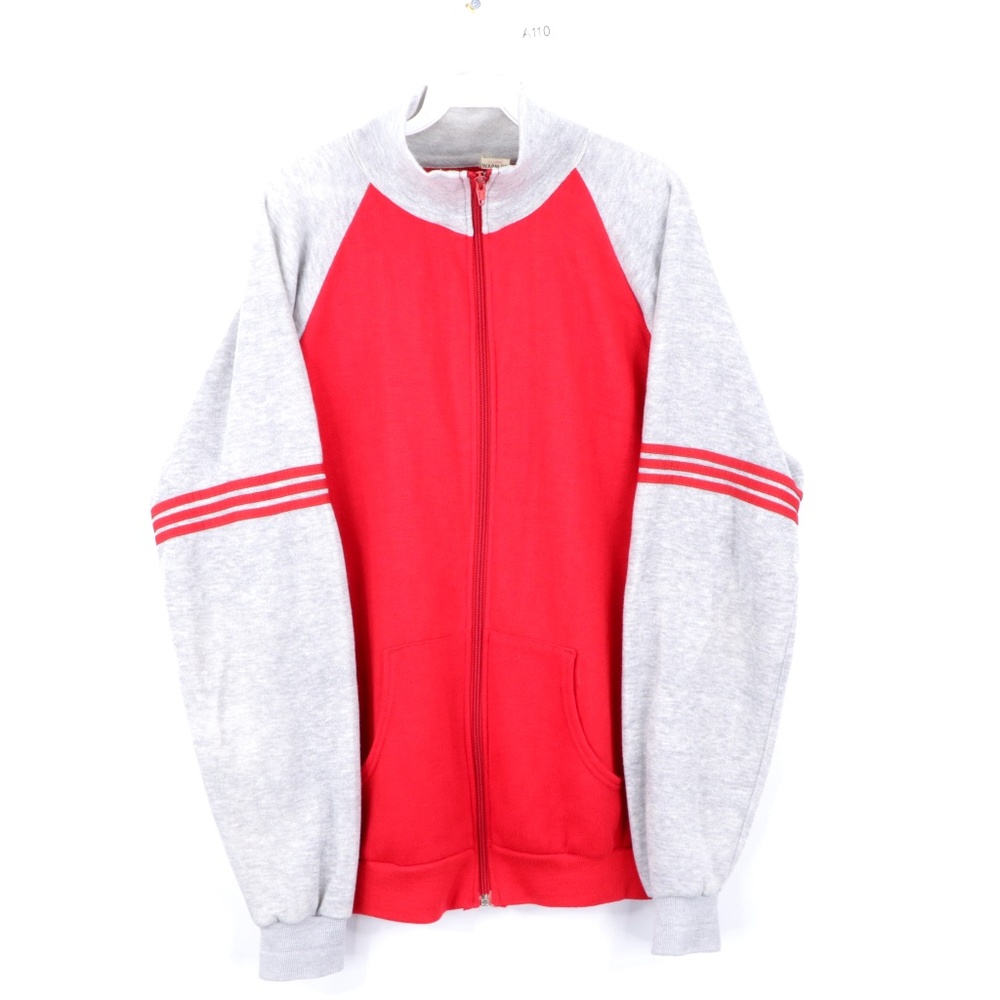 70s Soffe Mens XL Color Block Track Jacket Red